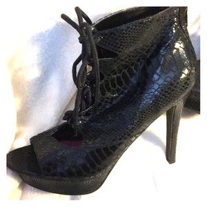 Lace up peep toe heels